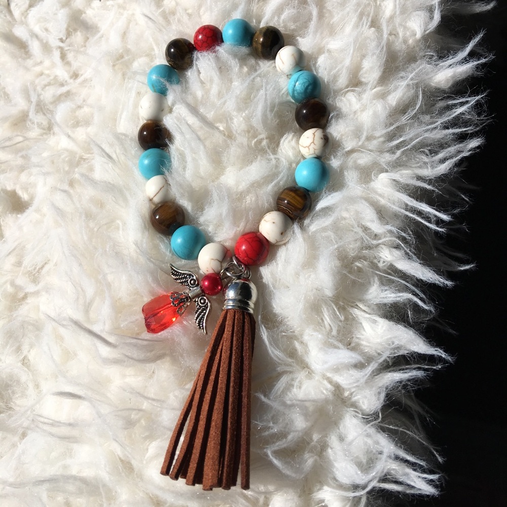 Tigers Eye, White, Blue and Red Howlite